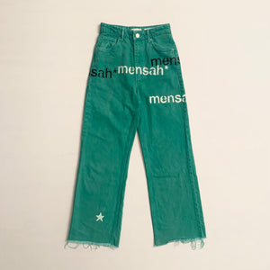 Multi Logo Green Jeans - 34FR, 25"US